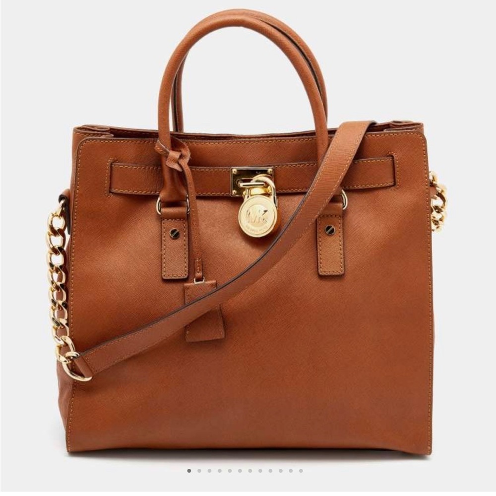 Michael Kors Brown Saffiano Leather Hamilton Tote